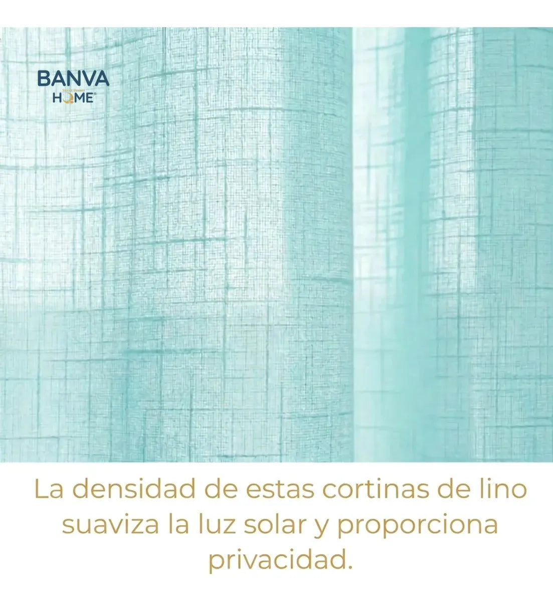 Set Cortinas Velo Lino Liso Turquesa