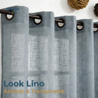 Set Cortinas Velo Lino Liso Grafito