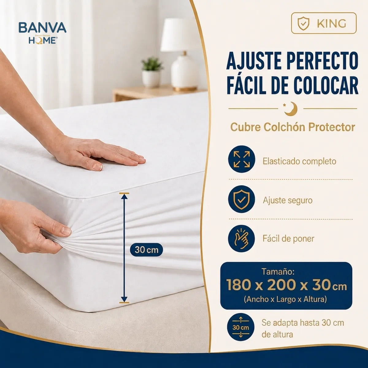Protector Illusions Waterproof Liso King Blanco