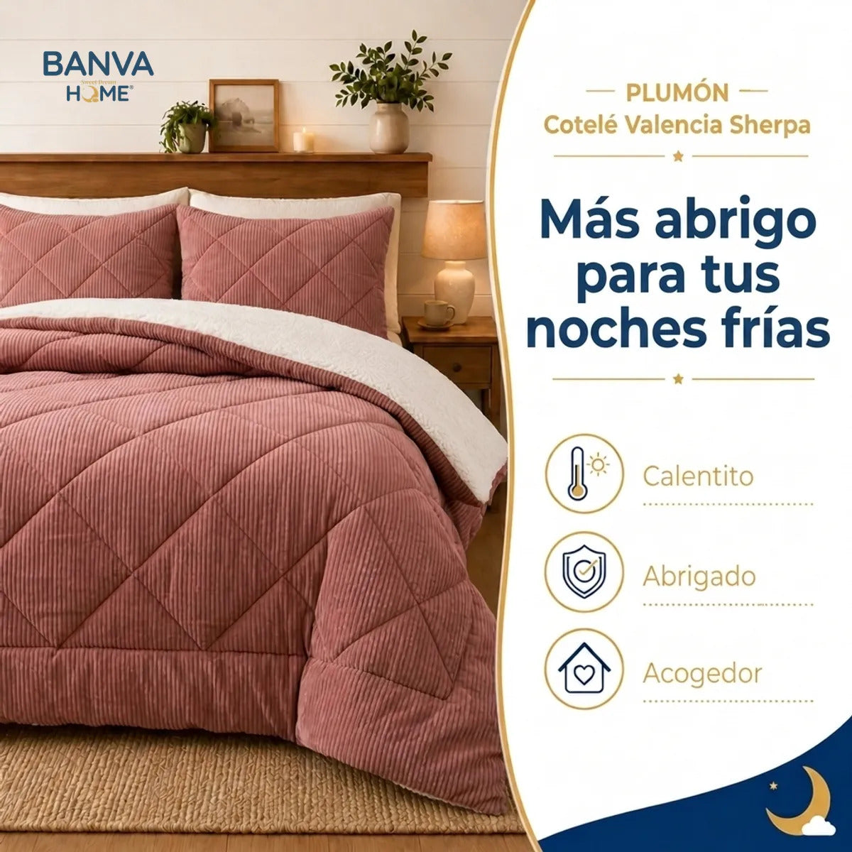 Plumón Valencia Corduroy Sherpa 1.5 Plazas Terracota