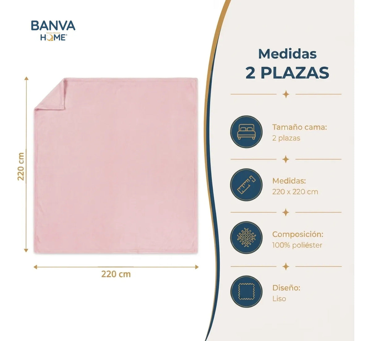 Frazada Illusions Flannel Liso 2 Plazas Rosa