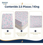 Juego Sábana Illusions 144 Hilos Liso King Elif