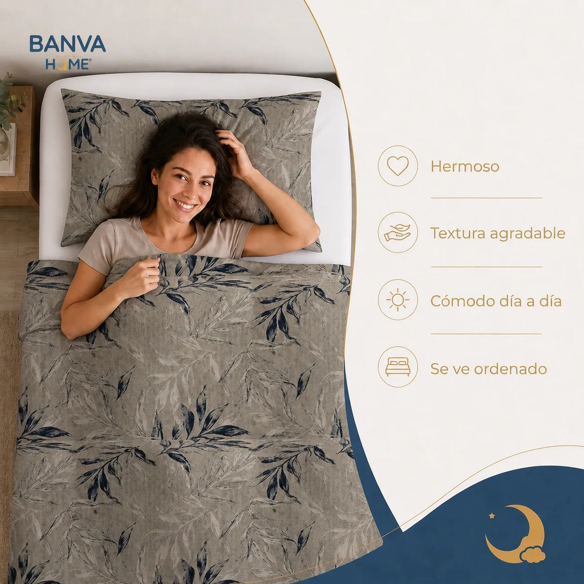 Quilt Breda 1.5 Plazas Beige