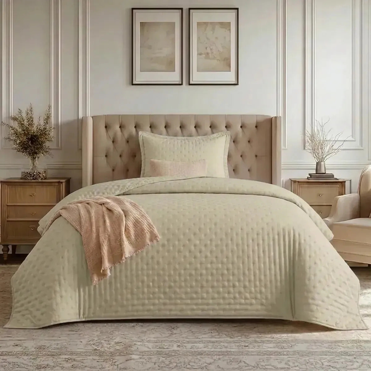 Quilt Roma 1.5 Plazas Oliva