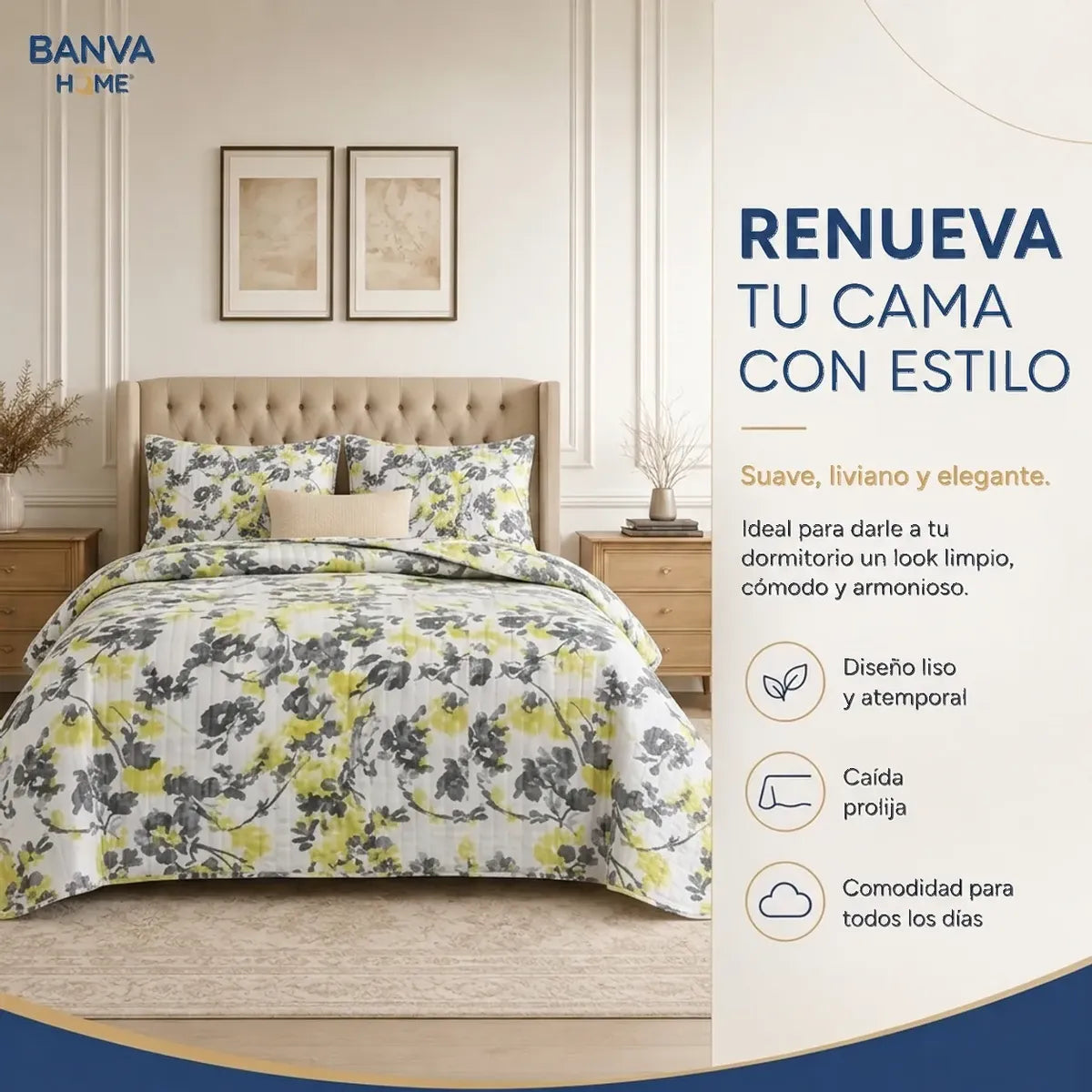 Quilt Bruselas 1.5 Plazas Amarillo