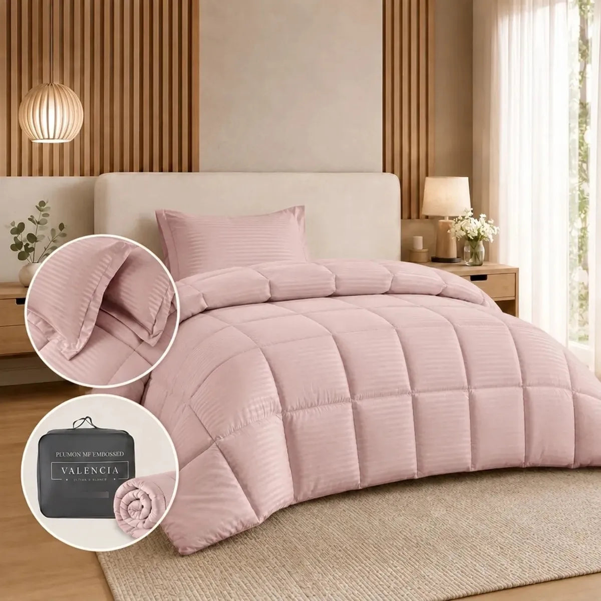 Plumón Valencia Embossed Rosa 1.5 Plazas