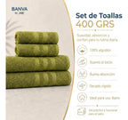 Juego 4 Toalla Illusions Verde Lima 400gr