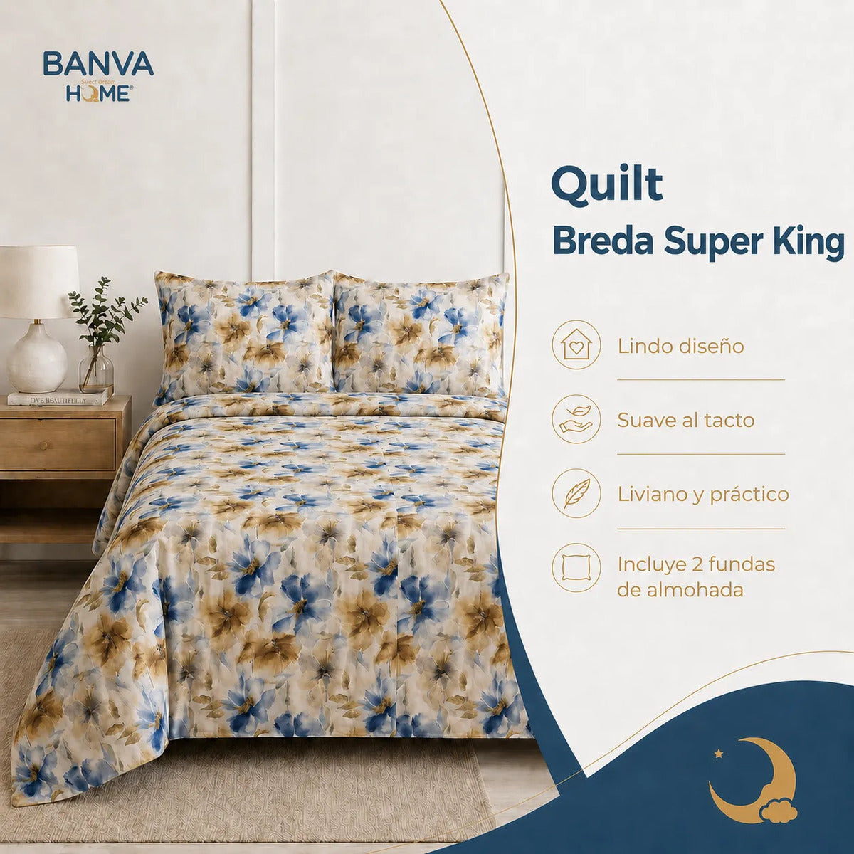 Quilt Breda Súper King Celeste