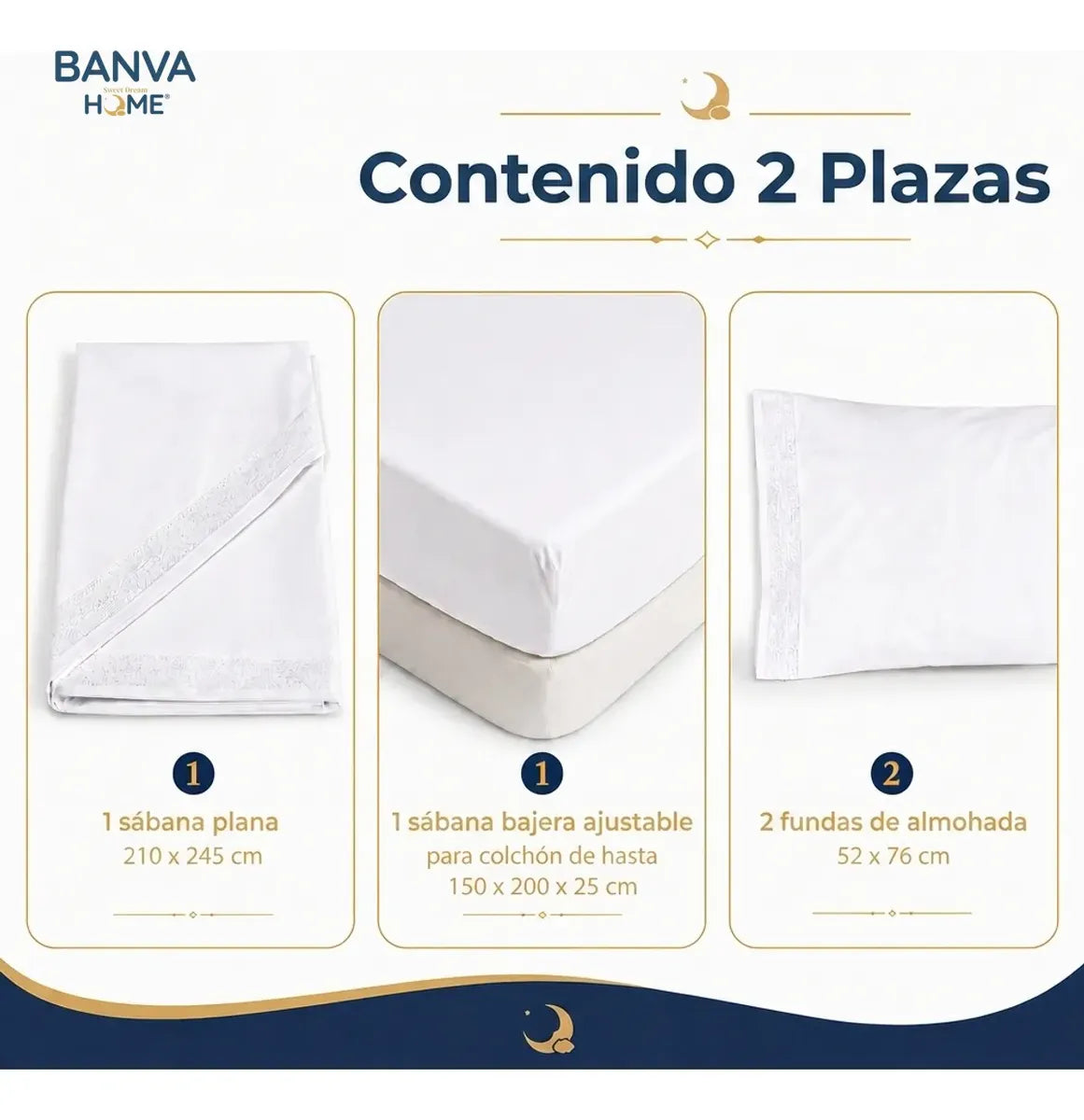 Juego Sábana Illusions 180 Hilos Broderie Liso 2 Plazas Blanco